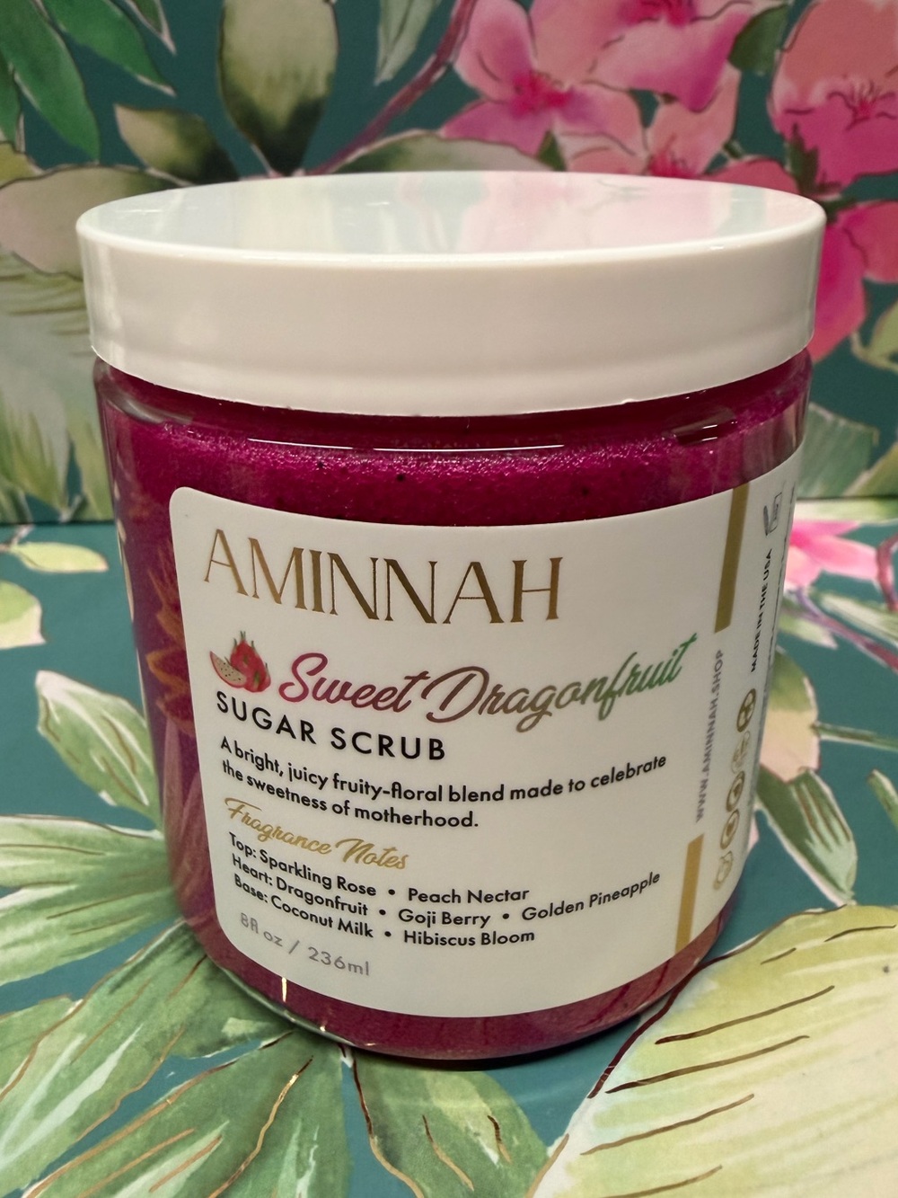 Aminnah Sweet Dragonfruit Sugar Scrub 8oz Limited Edition Rare Scent